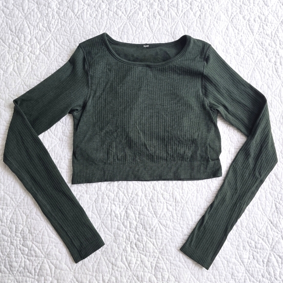Lululemon Ebb To Street Long Sleeve Crop Shirt - Rainforest Green 8 - Picture 2 of 8